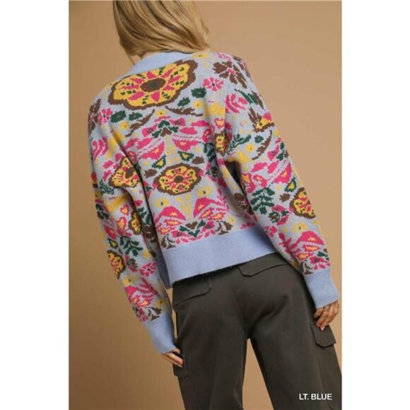 Umgee Floral Knit Button-Up Cardigan - Picture 3 of 6